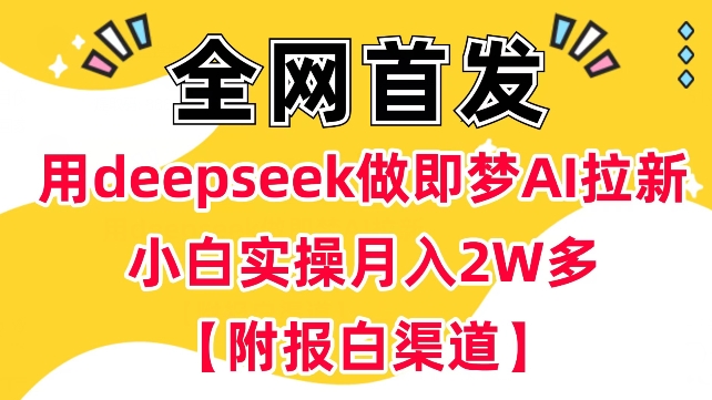 用deepseek做即梦Ai拉新 小白实操月入过W+【附报白渠道】-米秀网
