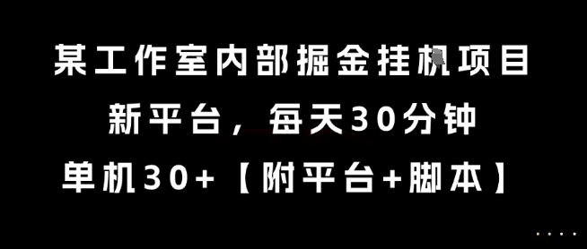 某工作室内部掘金挂G项目，新平台，每天30分钟，单机30+【揭秘】-米秀网