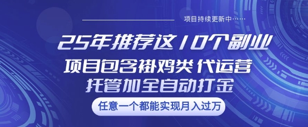 25年推荐这10个副业项目包含褂鸡类、代运营托管类、全自动打金类【揭秘】-米秀网