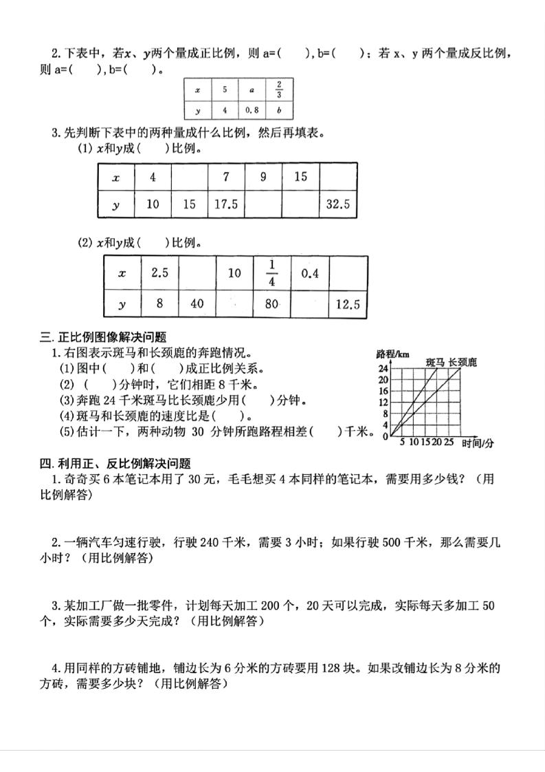 六下数学期中复习必考正反比例填空插图1
