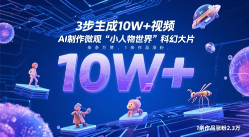 3步生成10W+视频，AI制作微观“小人物世界”科幻大片，条条万赞，1条作品涨粉2.3W-米秀网