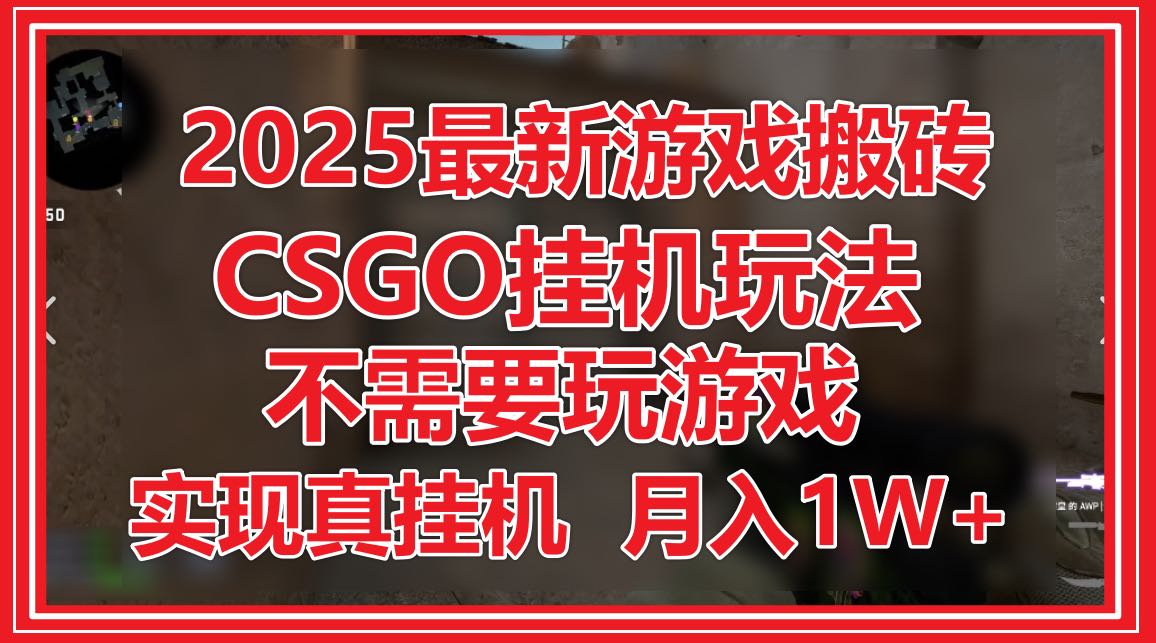 2025最新游戏搬砖，CSGO挂机，不需要玩游戏，实现真挂机，月入1W+-米秀网