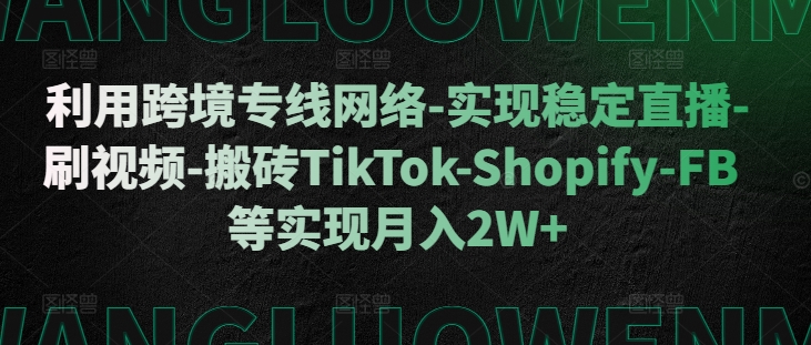 利用跨境专线网络-实现稳定直播-刷视频-搬砖TikTok-Shopify-FB等实现月入2W+【揭秘】-米秀网