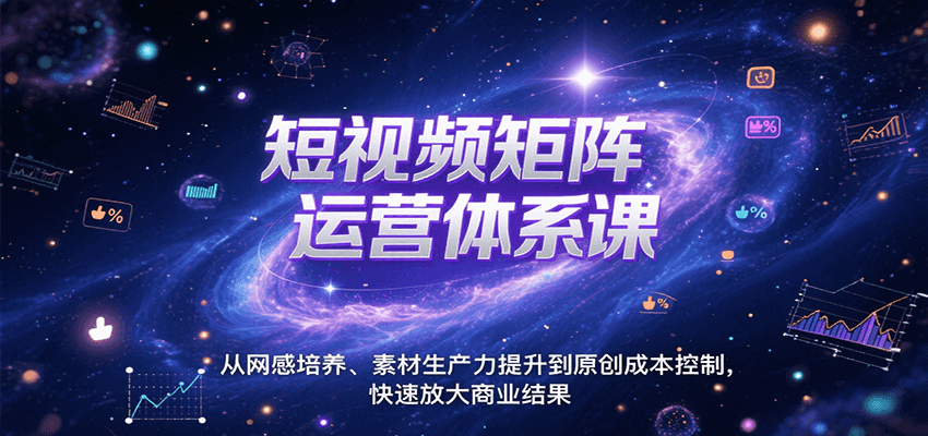 短视频矩阵运营体系课，从网感培养、素材生产力提升到原创成本控制，快速放大商业结果-米秀网