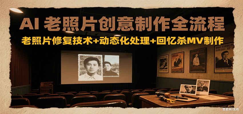 AI老照片创意制作全流程：老照片修复技术+动态化处理+回忆杀MV制作-米秀网