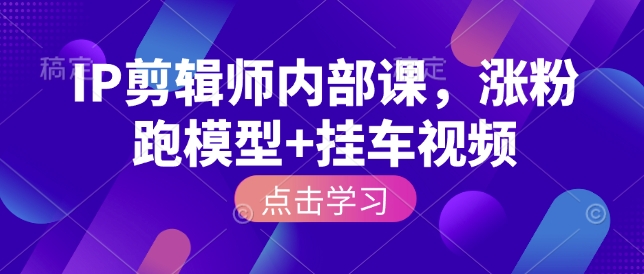 IP剪辑师内部课，涨粉跑模型+挂车视频-米秀网