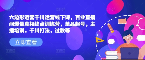 六边形运营千川运营线下课，百业直播间爆量真相终点训练营，单品起号，主播培训，千川打法，过款等-米秀网