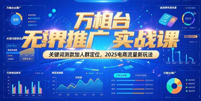 万相台无界推广实战课，关键词测款加人群定位，2025电商流量新玩法-米秀网