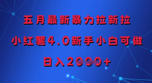 五月最新暴力拉新拉，小红薯4.0新手小白可做，日入多张-米秀网