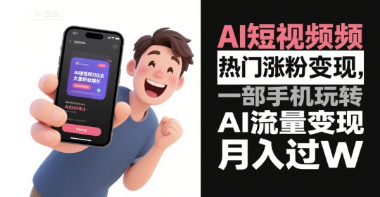 AI短视频热门涨粉变现，一部手机玩转AI流量变现，月入过W-米秀网