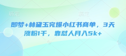 即梦+林黛玉完爆小红书商单，3天涨粉1千，靠怼人月入5k+-米秀网