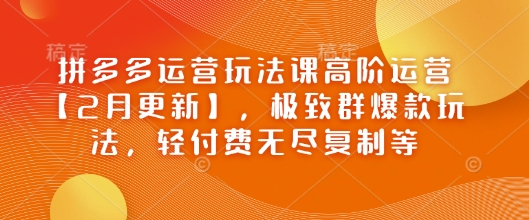 拼多多运营玩法课高阶运营【2月更新】，极致群爆款玩法，轻付费无尽复制等-米秀网
