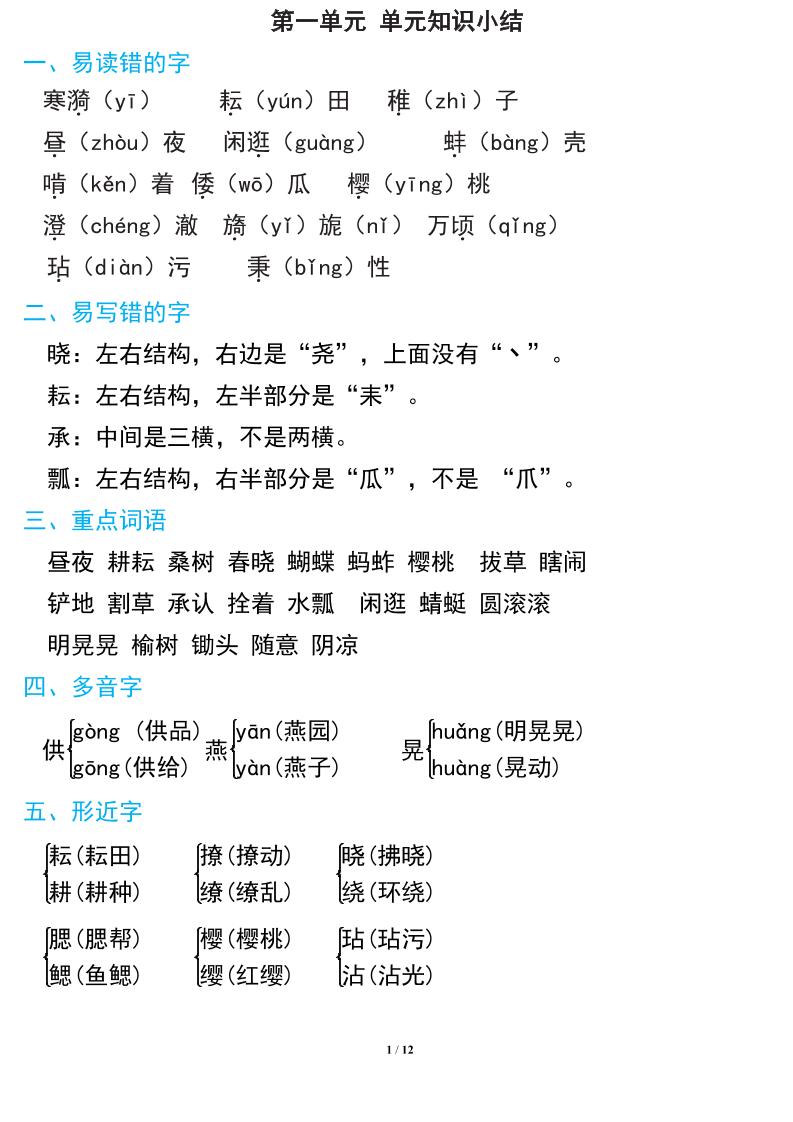 语文五年级下册期中复习知识要点-米秀网