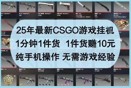 25年最新CSGO游戏挂G，1分钟1件货，1件货挣10元，纯手机操作，无需游戏经验【揭秘】-米秀网