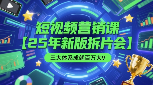 短视频营销课【25年新版拆片会】三大体系成就百万大V，包含正课、拆片会、手把手教学直播课等-米秀网