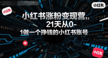小红书涨粉变现营，21天从0-1做一个挣钱的小红书账号-米秀网