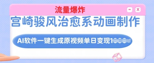宫崎骏风治愈系动画制作，AI软件一键生成原创视频流量爆炸，单日变现多张，详细实操流程-米秀网