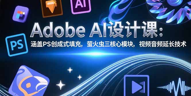 Adobe AI设计课：涵盖PS创成式填充，萤火虫三核心模块，视频音频延长技术-米秀网