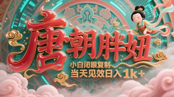 用AI克隆“唐朝胖妞”日更3条，平台疯狂推流，小白闭眼复制，当天见效，日入1k+-米秀网