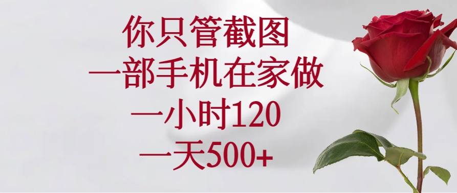 你只管截图，一部手机在家做，一小时120，一天500+-米秀网
