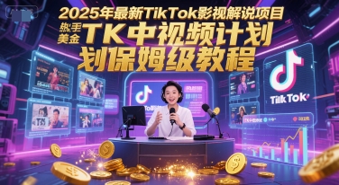 2025年最新TikTok影视解说项目，新手也能挣美金，TK中视频计划保姆级教程-米秀网
