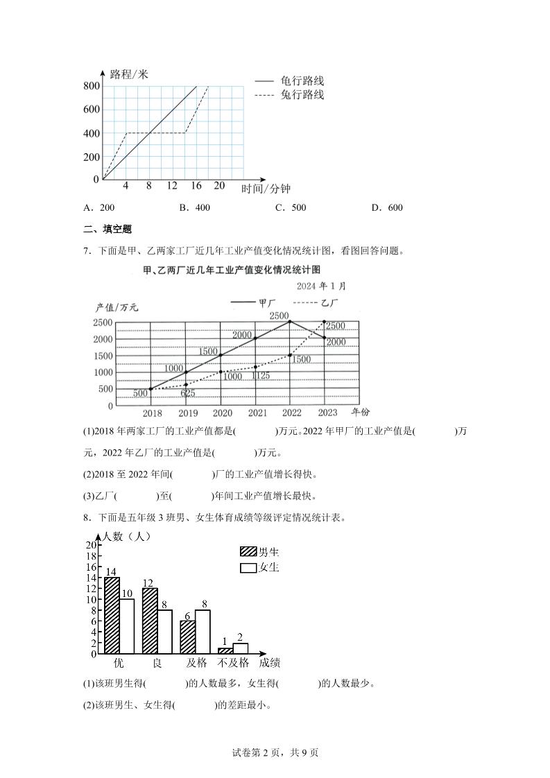 五下数学第八章数据的表示和分析单元检测（B卷）插图1