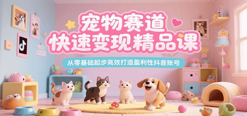 宠物赛道快速变现精品课，从零基础起步高效打造盈利性抖音账号-米秀网