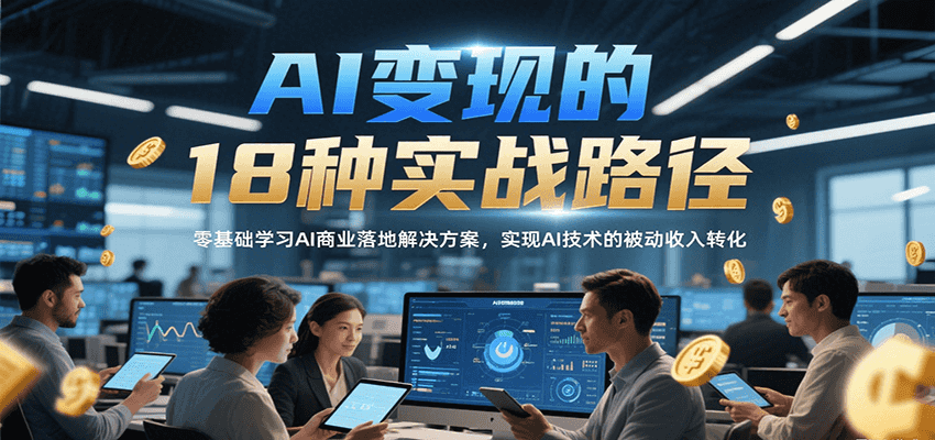 AI变现的18种实战路径，零基础学习AI商业落地解决方案，实现AI技术的被动收入转化-米秀网