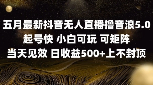 2025五月最新无人直播撸音浪单日产出5张+实操教程【揭秘】-米秀网