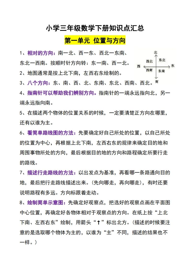 三年级下册数学知识点-米秀网