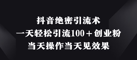 抖音绝密引流术，一天轻松引流100+创业粉，当天操作当天见效果-米秀网