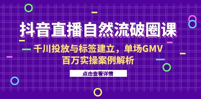 抖音直播自然流破圈课-6月，千川投放与标签建立，单场GMV百万实操案例解析-米秀网