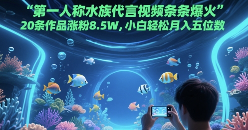第一人称水族代言视频条条爆火，20条作品涨粉8.5W，小白轻松月入五位数-米秀网