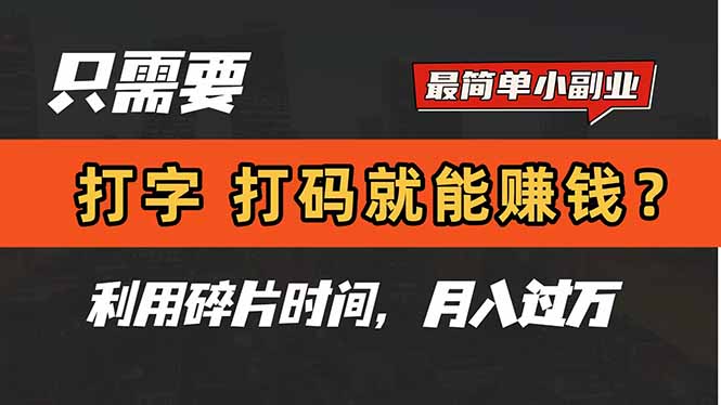 只需要打字，打码，就能赚钱？简单的赚钱小副业，利用碎片时间，月入过万-米秀网