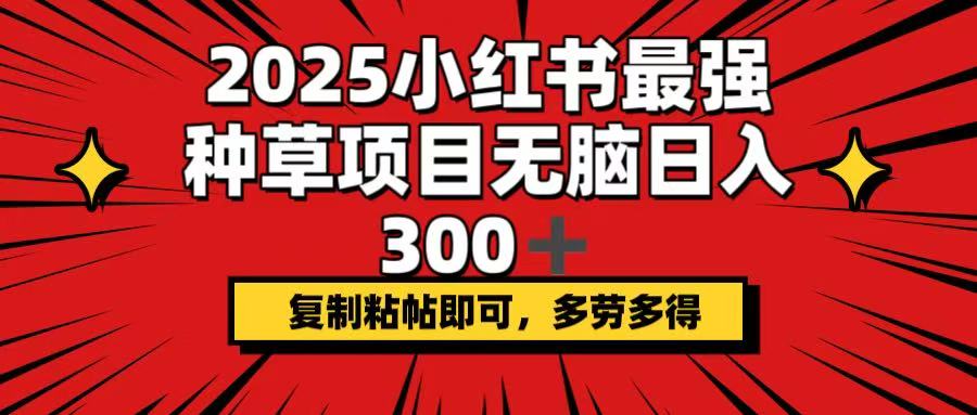 2025小红书最强种草项目，无脑日入300+，复制粘帖即可，多劳多得-米秀网