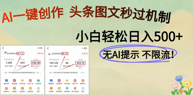 AI黑科技一键创作，头条图文轻松日入500+-米秀网