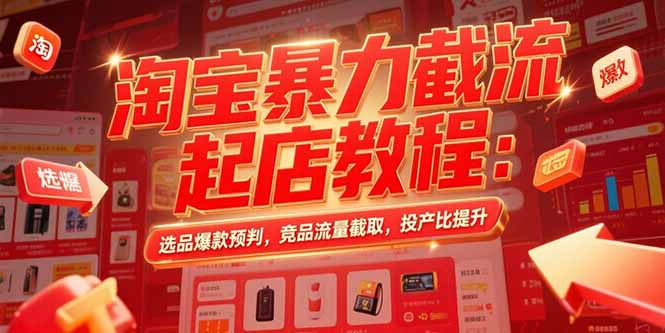 淘宝暴力截流起店教程：选品爆款预判，竞品流量截取，投产比提升-米秀网