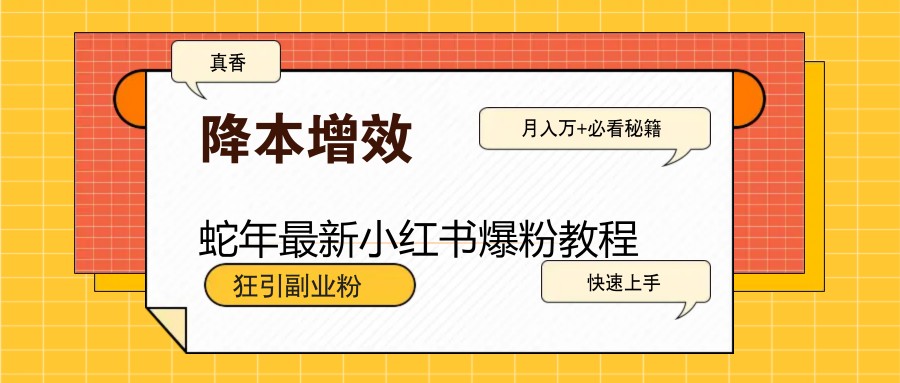 蛇年最新小红书爆粉教程，狂引副业粉，月入万+必看-米秀网