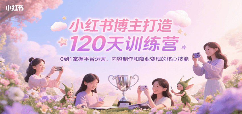 小红书博主打造120天训练营，0到1掌握平台运营、内容制作和商业变现-米秀网