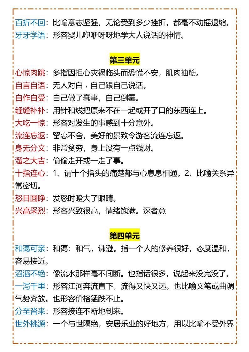 【2025秋新版】【六年级上册语文】各单元成语积累及解释插图1