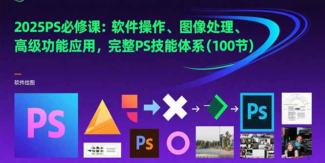 2025PS必修课：软件操作、图像处理、高级功能应用，完整PS技能体系(100节-米秀网