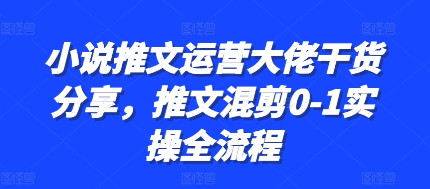 小说推文运营大佬干货分享，推文混剪0-1实操全流程-米秀网