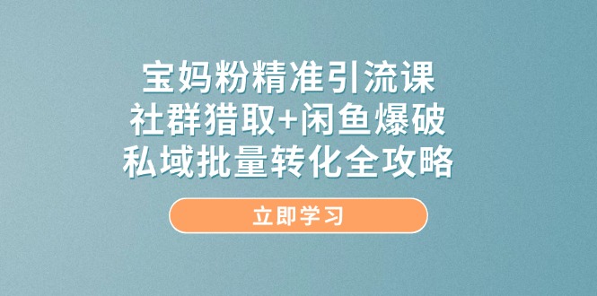 宝妈粉精准引流课，社群猎取+闲鱼爆破，私域批量转化全攻略-米秀网