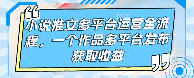 小说推文多平台运营全流程，一个作品多平台发布获取收益-米秀网