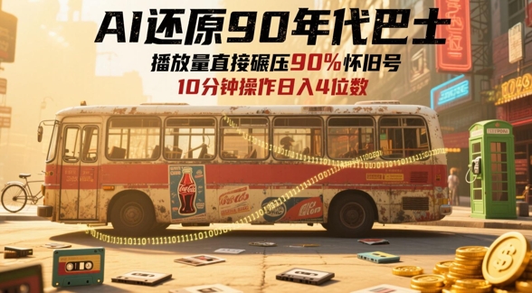 AI还原90年代巴士，一帧就让70后泪崩，播放量直接碾压90%怀旧号，每天操作十分钟，日入四位数-米秀网