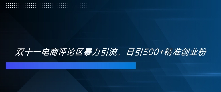 双十一电商评论区暴力引流，日引500+精准创业粉【揭秘】-米秀网