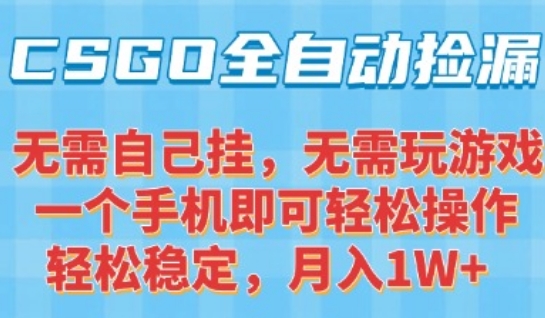 CSGO自动捡漏项目，最新独家玩法，一个手机可操作，新手小白轻松月入1W+，操作简单易上手【揭秘】-米秀网