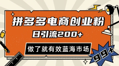 拼多多引流电商创业粉，日引200+，可矩阵放大，做了就有效【揭秘】-米秀网