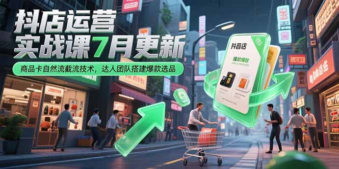 抖店运营实战课7月更新，商品卡自然流截流技术，达人团队搭建爆款选品-米秀网